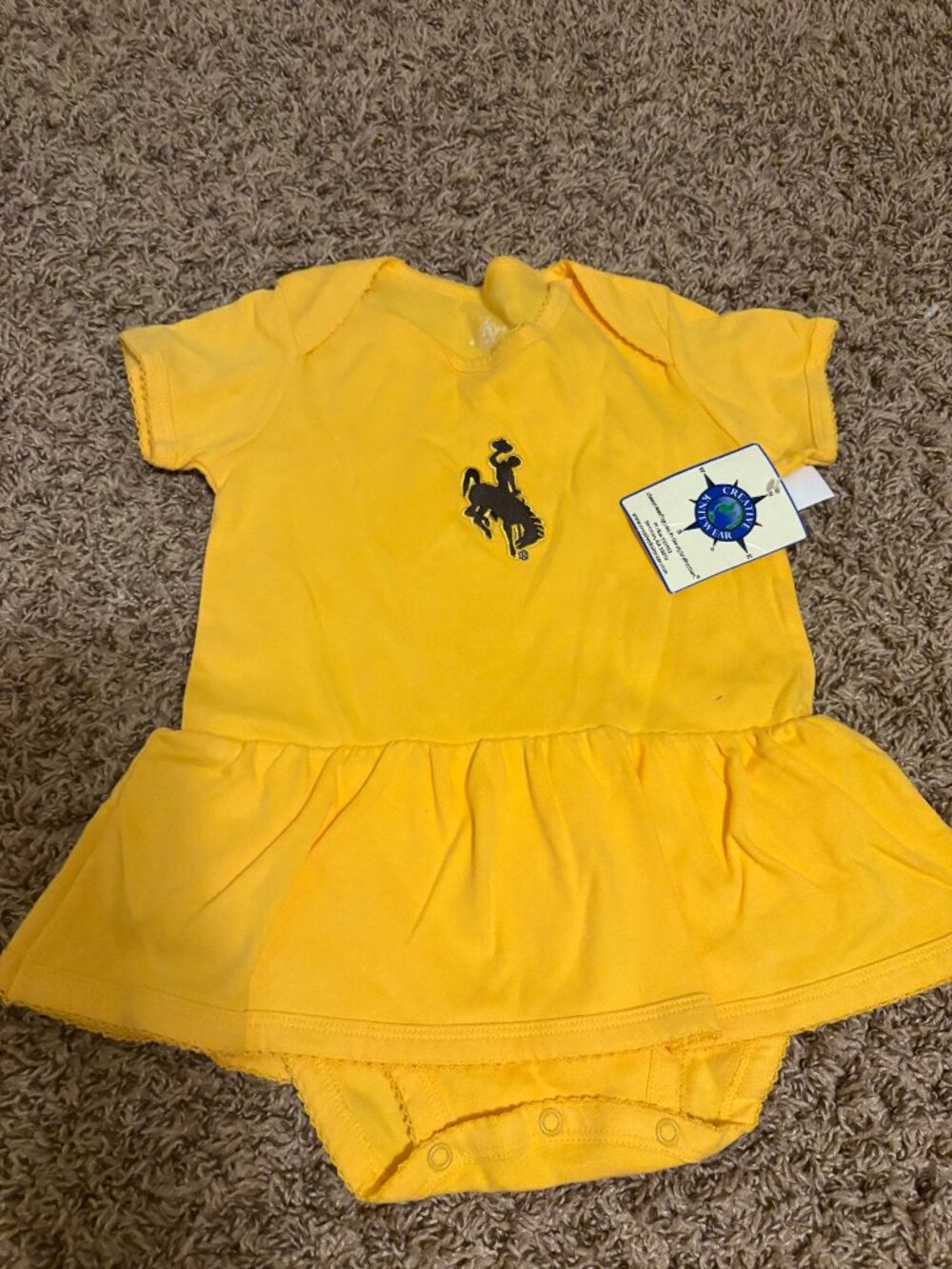 Wyoming Cowboys Picot Bodysuit Dress 24 Months Yellow Creative Knitwear NWT NEW
